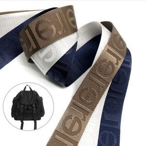 Custom Logo Woven Polyester Embroidery Webbing Eco-friendly Logo Printed Belt Solid Color Backpack Strap DIY Jacquard Webbing