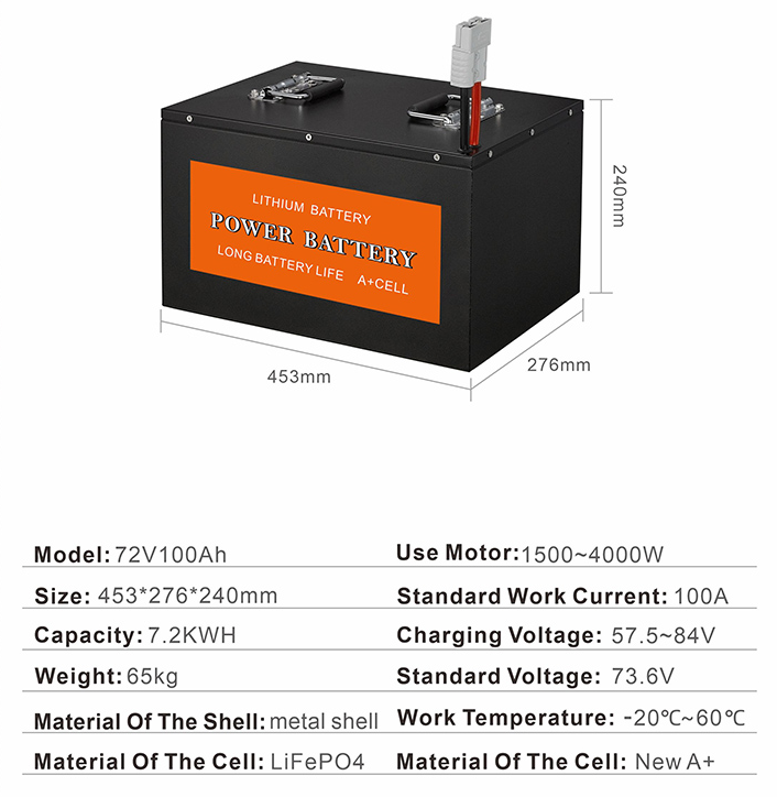 72V 100ah for electric tricycles and solar battery Deep Cycle Rechargeable  Lithium-ion Batteries for Home Motor RV Boat Energy