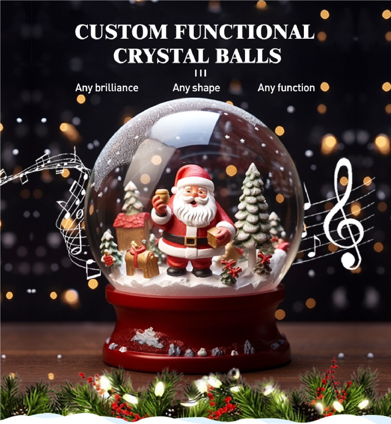 Custom Oem Christmas Decorations Snowball Snow Globe Resin ball Desktop Ornament Hotel Souvenir Christmas Gifts For Kids