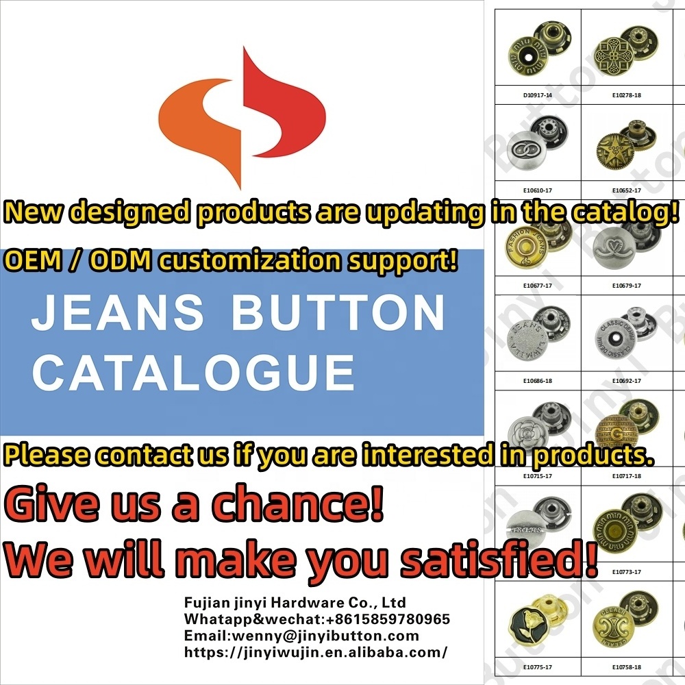 Jinyi Button Manufacturer Vintage Logo Design Classic Custom Denim Buttons Jeans Button and Rivets