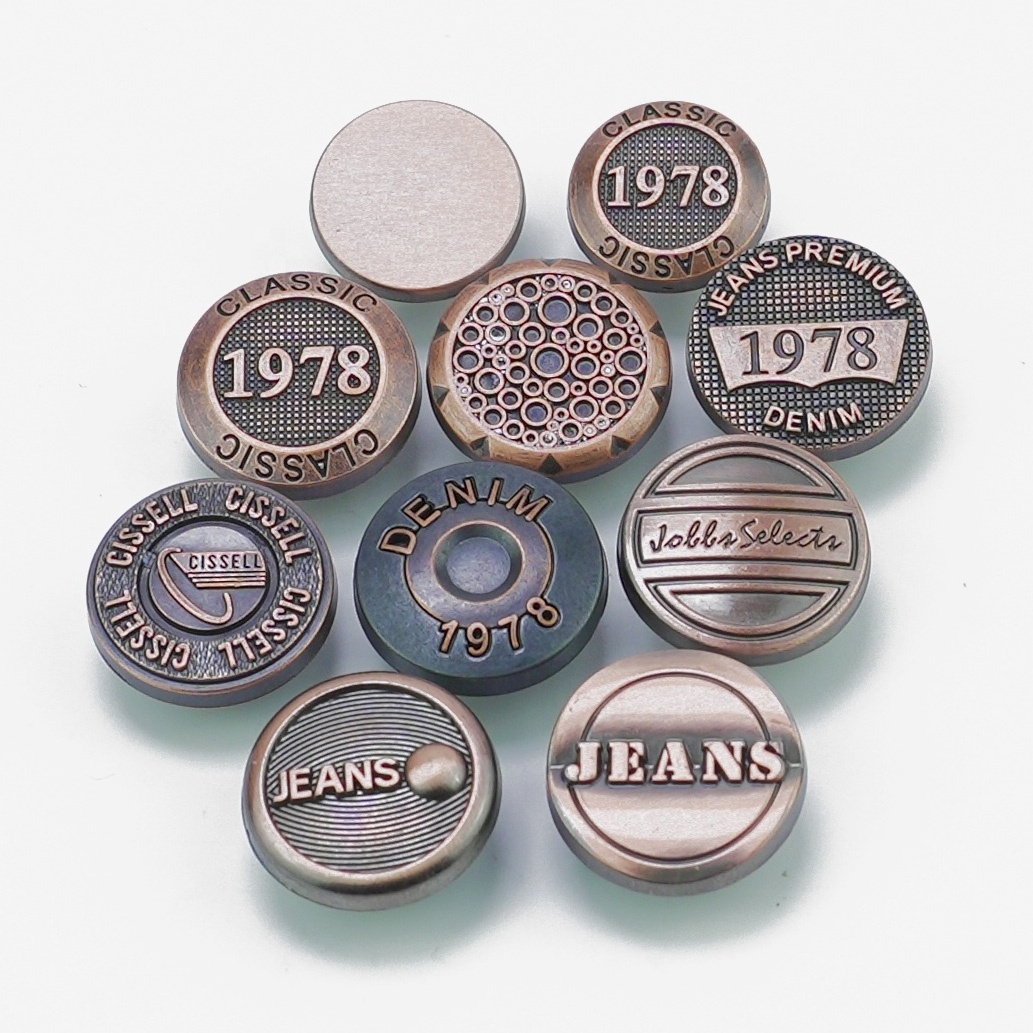 Jinyi Button OEM ODM Classic Vintage Logo Design Custom Denim Buttons Jeans Button and Rivets