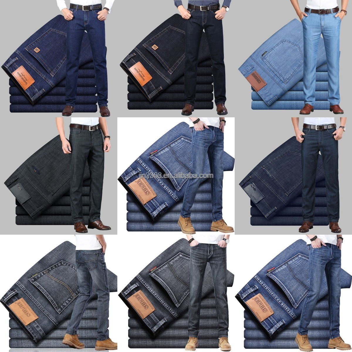 New hot selling jeans wholesale men's cotton formal classic jeans straight leg blank office men's jeans