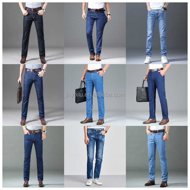 New hot selling jeans wholesale men's cotton formal classic jeans straight leg blank office men's jeans