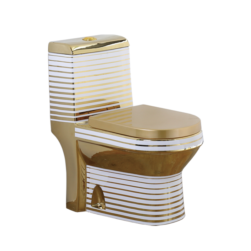 Gold plating golden pattern one piece toilet custom design ceramic bathroom golden toilet