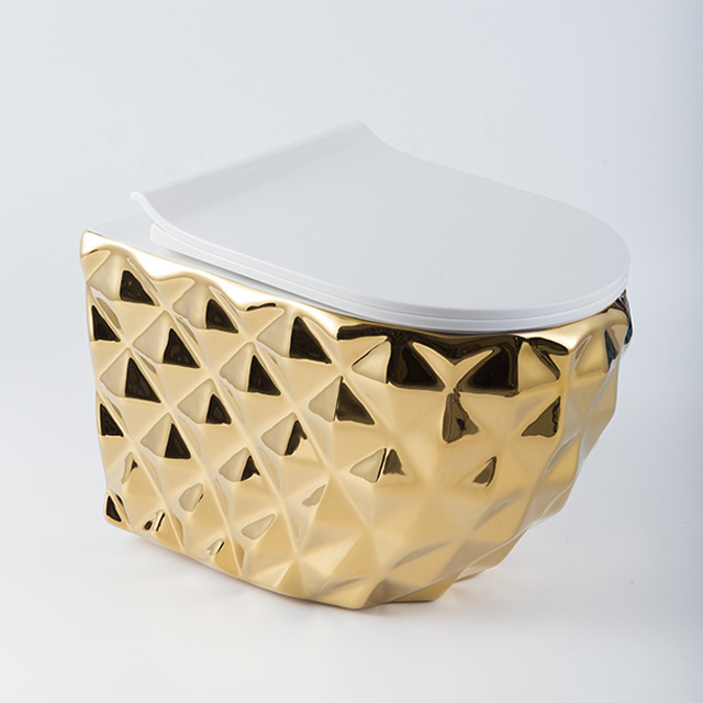 Egypt High Demand Modern Unique Golden Pattern Egypt Design Ceramic One Piece Wall Mounted Toilet