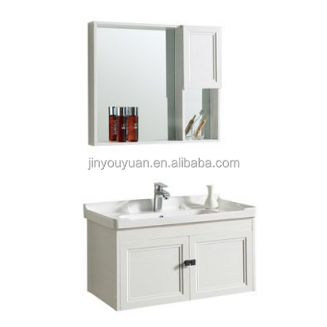 European Style White Basin 32 Inch Bathroom Vanities Furniture Modern Luxury Mirrored Cabinet