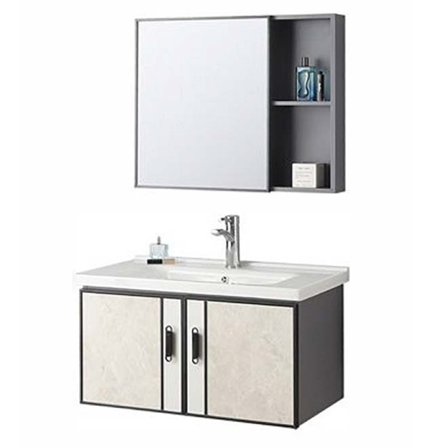 Factory Directly Sell modern washing basin mirror white vanity pvc bathroom cabinet