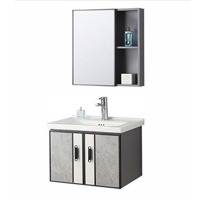 Factory Directly Sell modern washing basin mirror white vanity pvc bathroom cabinet