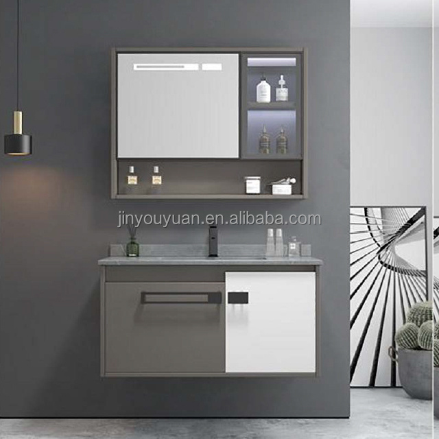 European Style White Basin 32 Inch Bathroom Vanities Furniture Modern Luxury Mirrored Cabinet