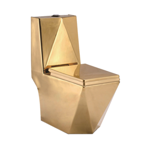 Chinese factory toilet gold electroplating one piece toilet diamond shape WC toilet