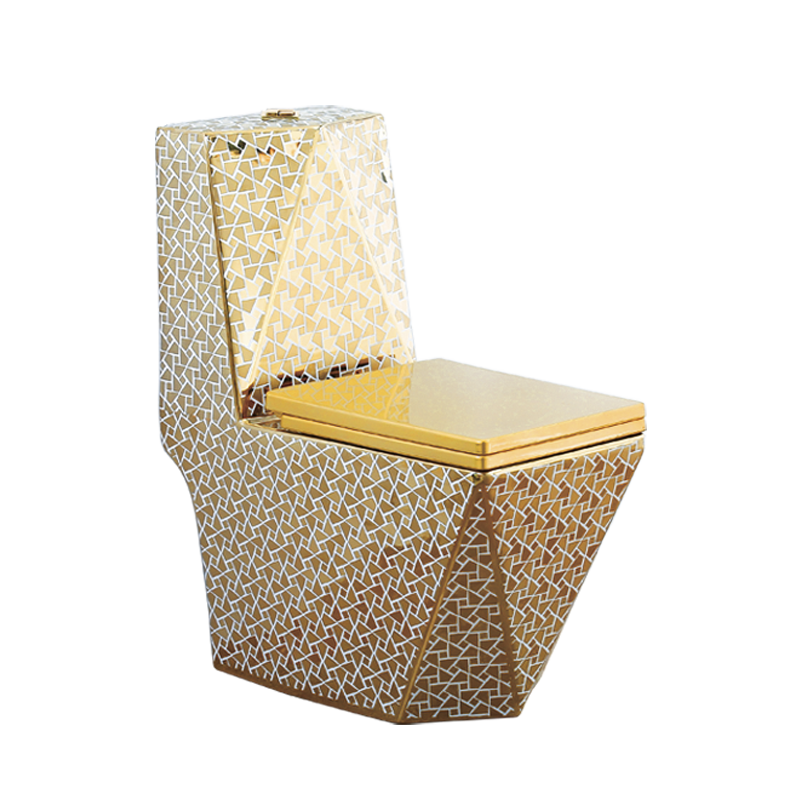 Gold plating golden pattern one piece toilet custom design ceramic bathroom golden toilet