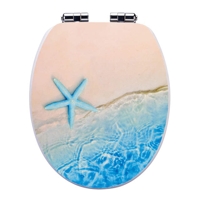 Wood toilet seat cover special beautiful beach designs MDF print water closet lid cover