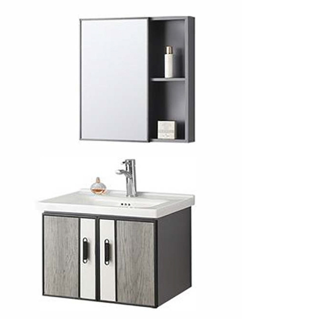 Factory Directly Sell modern washing basin mirror white vanity pvc bathroom cabinet