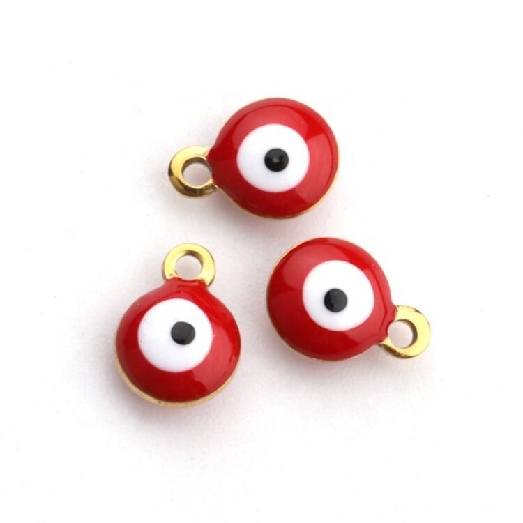 Jinyuan 6mm Fashion Colorful Diy Stainless Steel Double-sided Enamel Devil's Drop Eye Charm Pendant For Jewelry Making