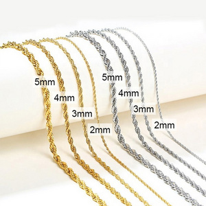 Wholesale 18k Gold Plated Necklace Bulk Stainless Steel Twisted Gold Rope Chain For Men Jewelry Making