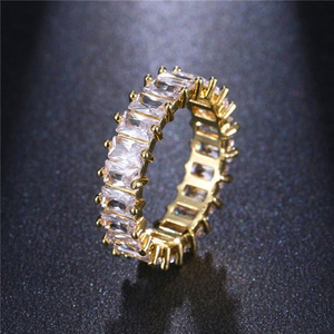 Luxury Band Zircon Eternity Promise Crystal Finger Rings For Women