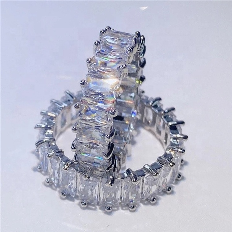 Luxury Band Zircon Eternity Promise Crystal Finger Rings For Women