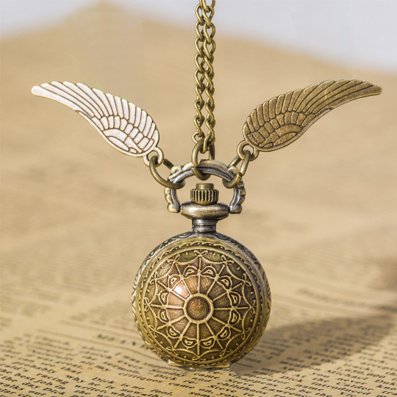 Wholesale Retro Boutique Golden Magic Ball Quartz Pocket Clock Watch With Chain Necklace jewelry accessories Gift For Boys Girls