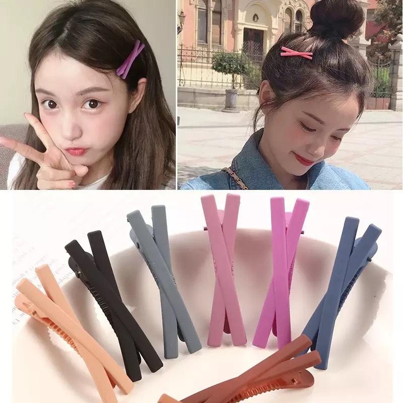 Frosted Colorful cross Bobby Hair Pins Cross Colored Rainbow Flower Hair Clips simple hair accessories