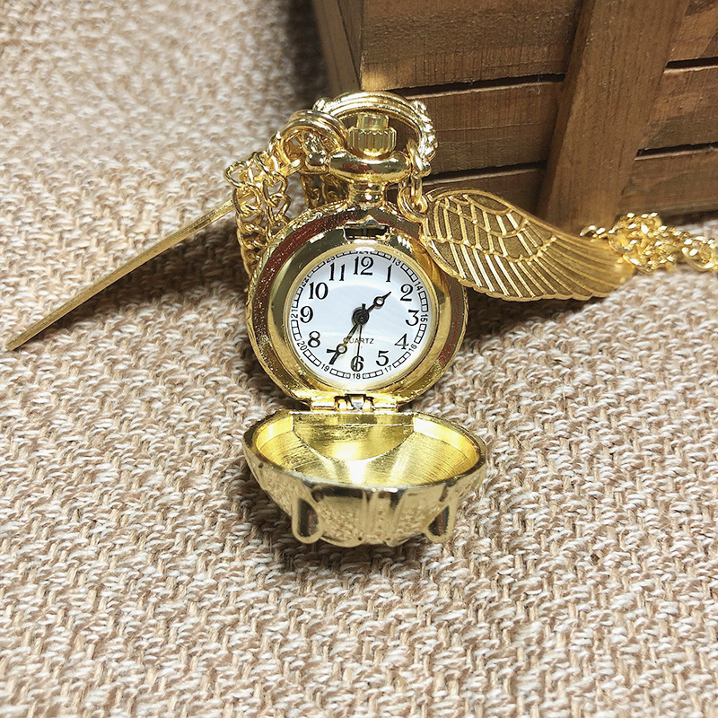 Wholesale Retro Boutique Golden Magic Ball Quartz Pocket Clock Watch With Chain Necklace jewelry accessories Gift For Boys Girls