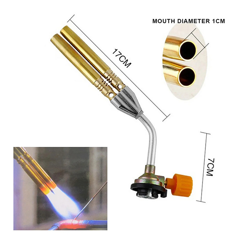 KT-2108 Portable Single/Dual Tube Copper Brazing Tool Kit Jewelry Heating  Welding Flame Gun Gas Blow Cutting Torch