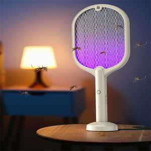 Factory Direct Sale 2 In 1 Electric Mosquito Killer Racket Usb Rechargeable Battery Mosquito Zapper Fly Swatter With Lamp