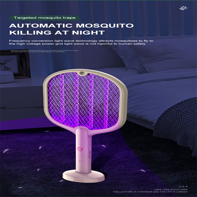 Factory Direct Sale 2 In 1 Electric Mosquito Killer Racket Usb Rechargeable Battery Mosquito Zapper Fly Swatter With Lamp