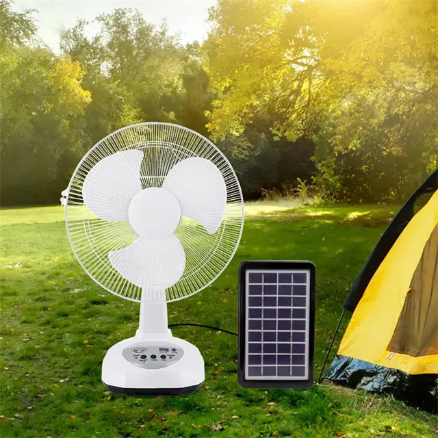 Solar Portable Camping Powered Fan Household Bedroom Low Noise Rechargeable With Light Low Power Solar Desk Fan