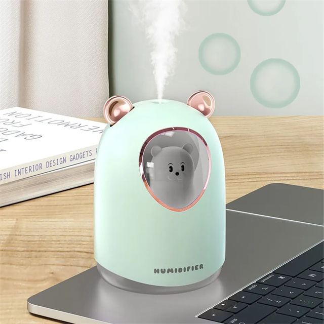 Led Light Usb Mist Maker Car Lovely Bear Ambient Air Freshener 300ml Mini Ultrasonic Humidifier Essential Oil Diffuser