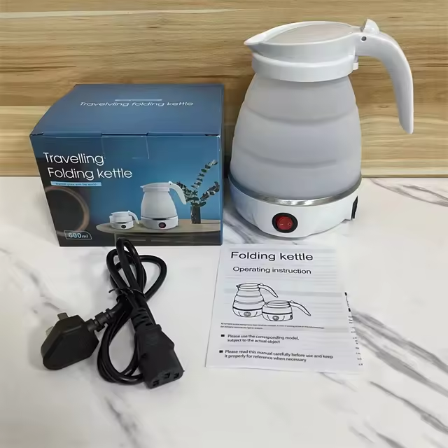 Hot Sale 0.6L Travel Folding Food Grade Silicone Electric Kettle Portable Household Retractable Small Electric Kettle