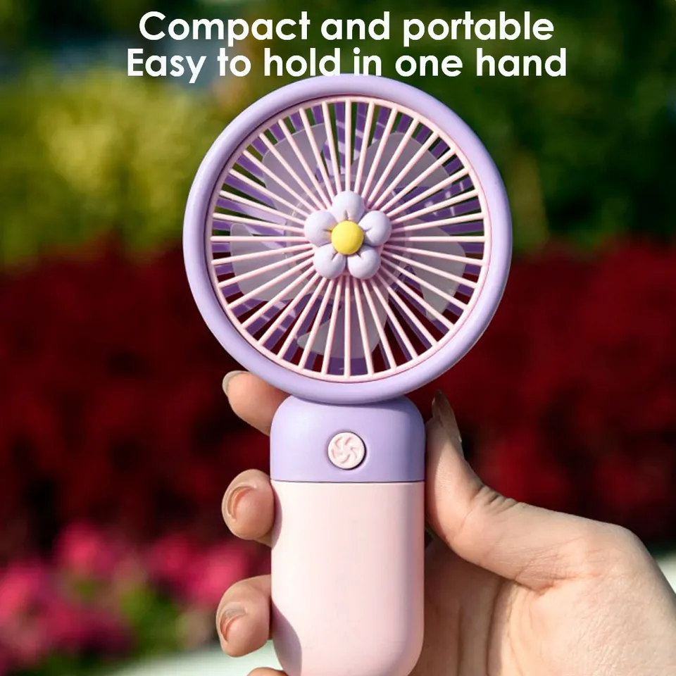 Wholesale Portable Three-speed Cartoon Small Large Wind Mini Handheld Fan Usb Rechargeable Pocket Fan For Kids Student