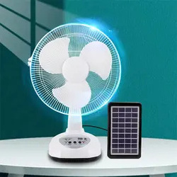 Solar Portable Camping Powered Fan Household Bedroom Low Noise Rechargeable With Light Low Power Solar Desk Fan