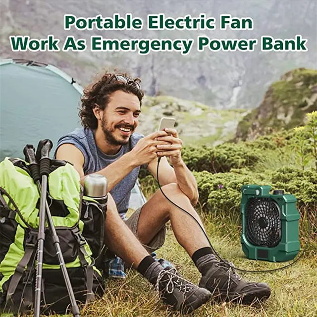 5200MAH Low Noise Portable Outdoor Rechargeable Retro Multifunctional Table Fans Usb Square Camping Led Light Power Bank Fan