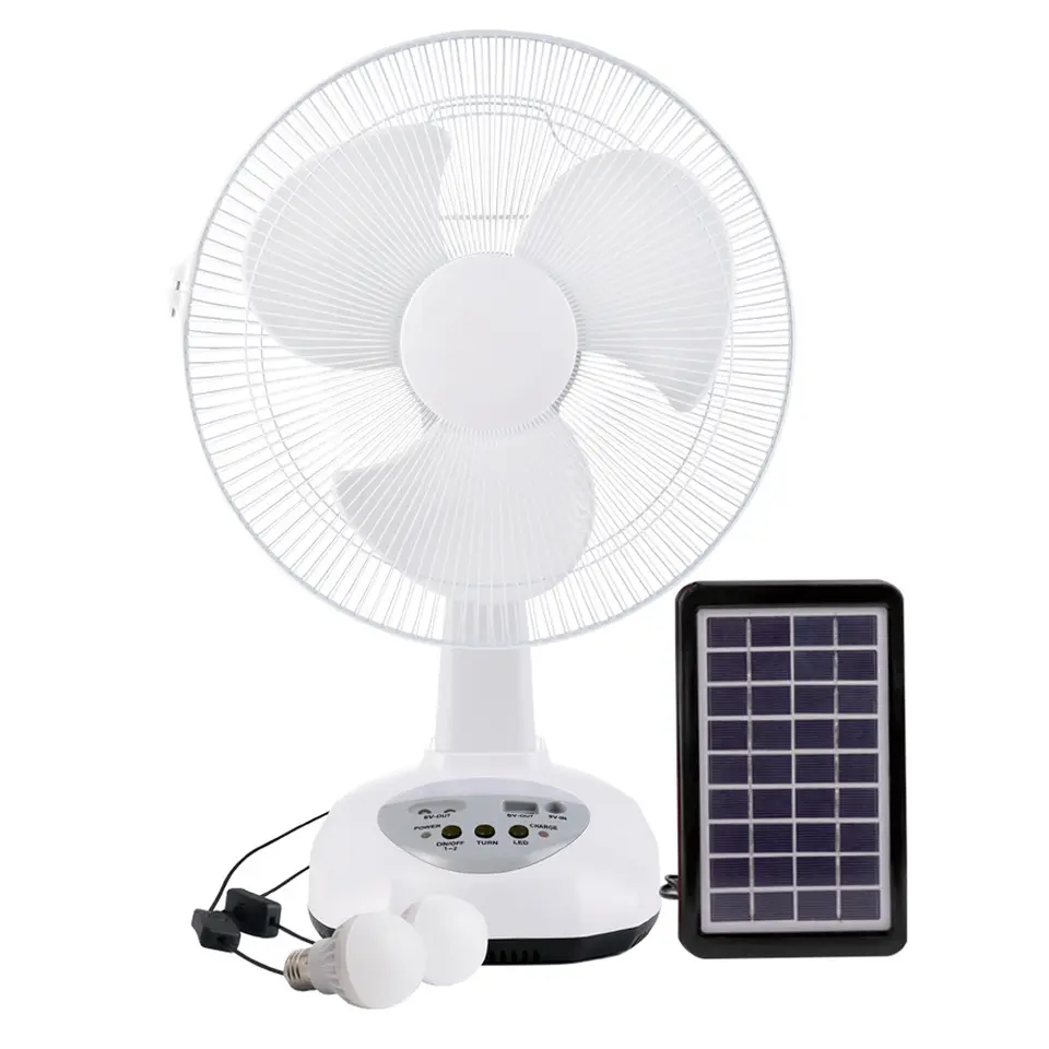 Solar Portable Camping Powered Fan Household Bedroom Low Noise Rechargeable With Light Low Power Solar Desk Fan