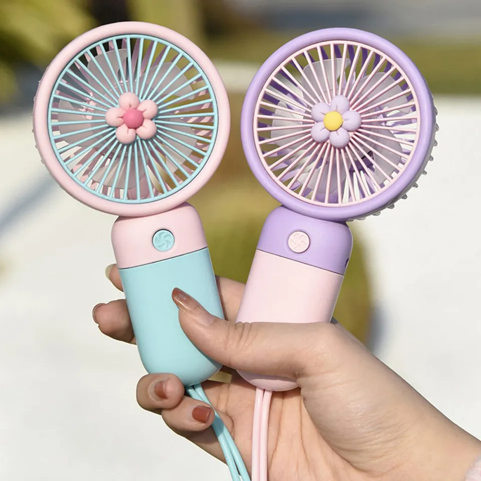 Wholesale Portable Three-speed Cartoon Small Large Wind Mini Handheld Fan Usb Rechargeable Pocket Fan For Kids Student