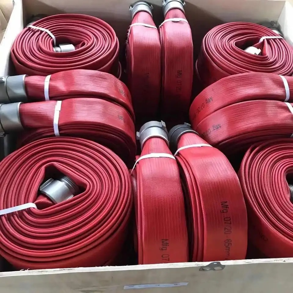 Factory price 1-8inch Single Jacket Canvas Fire Fighting Hose rubber hoses Fire hose pipe