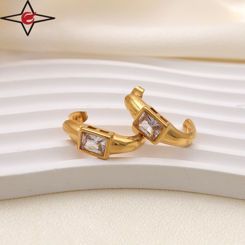 Jinyuan New Style White Mix Stainless Steel Jewelry Personalized Multi-function Earring Zircon Stones Color Earrings