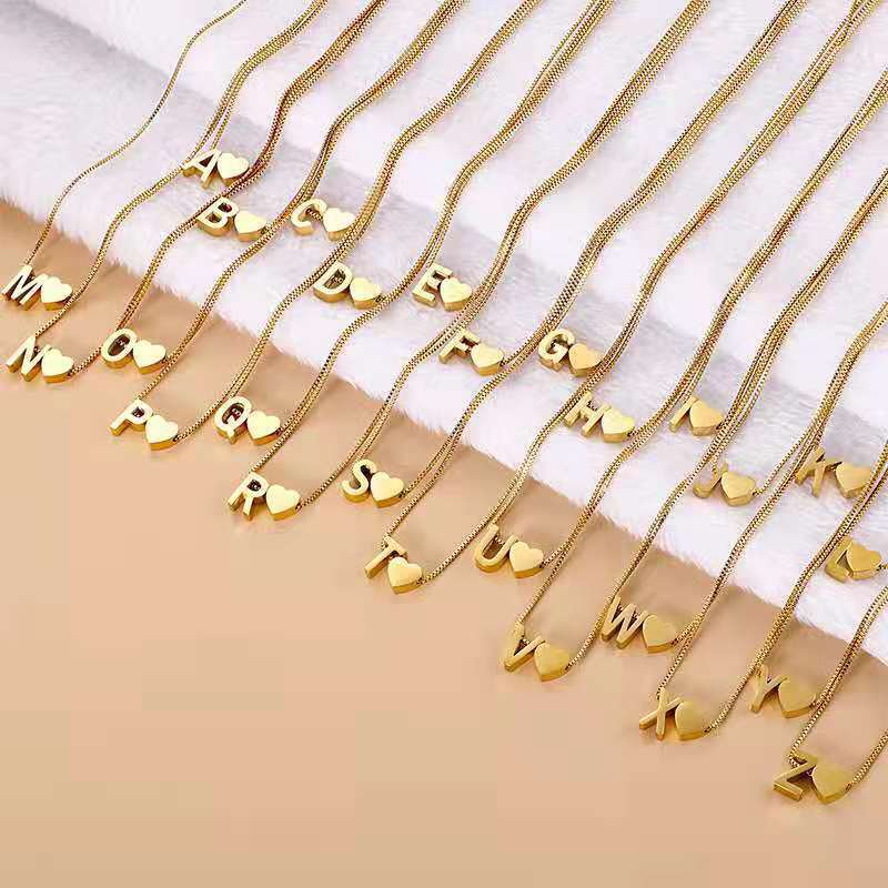 Jewelry Accessories Stainless Steel Alphabet Bead Necklace Wholesale Bulk Pendent Custom D Letter Necklace