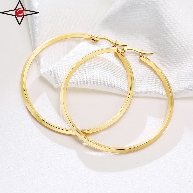 Hip Hop Stainless Steel Big Small Hoop Ferrule Gold Earrings Design For Women And Girls