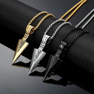 Men Chain Necklace Stainless Steel Layered Arrowhead Pendant Arrow Necklace For Jewelry Making