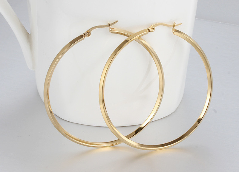 Custom Jewelry Women Statement 50mm Gold Hoop Earrings Big Stainless Steel Large Hoop Earring