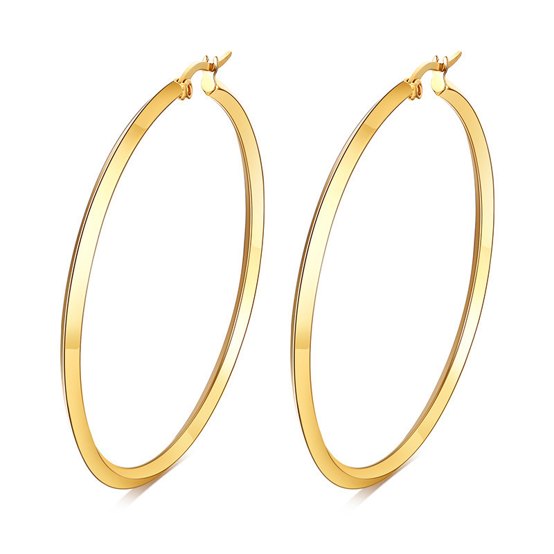 Hip Hop Stainless Steel Big Small Hoop Ferrule Gold Earrings Design For Women And Girls