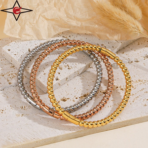 Wholesale Personality Simple Round Women In Stainless Steel Gold Bead Bangle And Bracelets