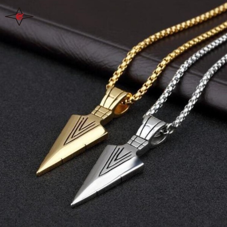 Men Chain Necklace Stainless Steel Layered Arrowhead Pendant Arrow Necklace For Jewelry Making