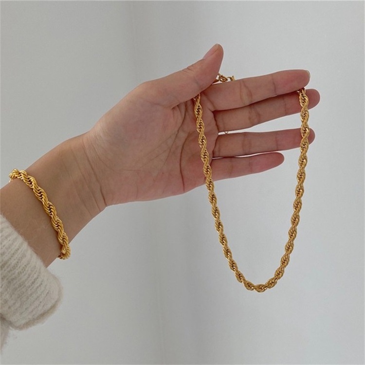 Jewelry Wholesale Women Gold Hip Hop Punk Chain Bracelet Stainless Steel Twist Rope Bracelet