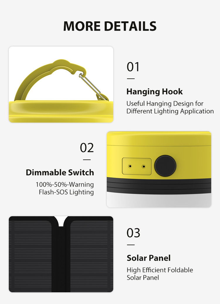 Unique Design Warning Sos Adjustable Camping Outdoor Solar Lanterns With Phone Charger