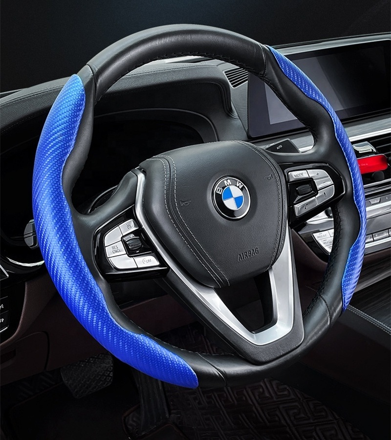 Car interior accessories 2023 hot sale high quality durable round/d shape car steering wheel cover carbon fiber