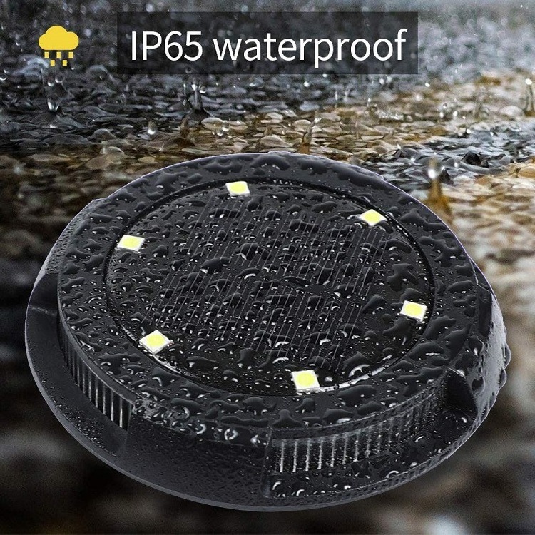 8 Pack outdoor waterpoof 12 LED disk ground solar deck lights outdoor garden light