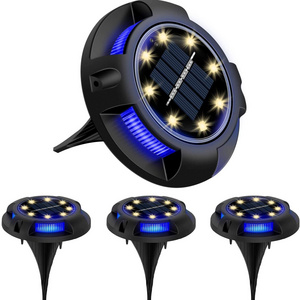 8 Pack outdoor waterpoof 12 LED disk ground solar deck lights outdoor garden light