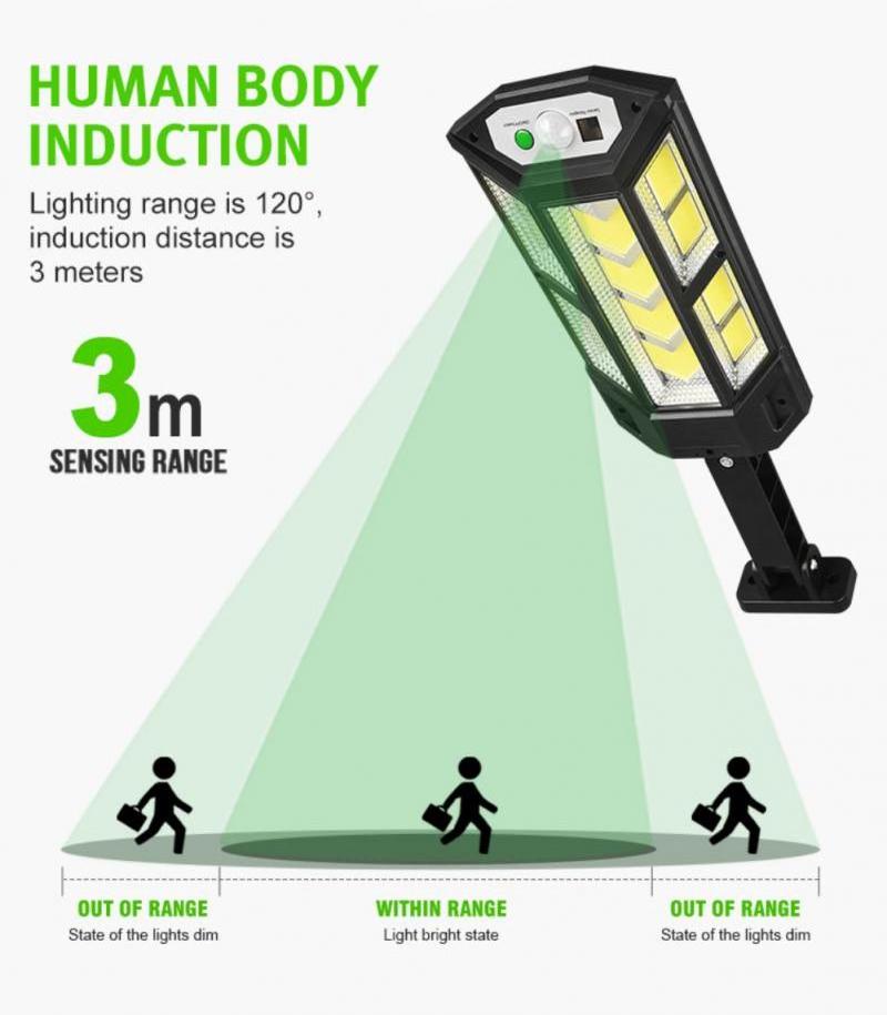 4800mAh lithium battery 249 cob solar lamp motion senor solar outdoor wall light with  12 hours backup